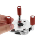 Built Tough Stainless Steel Smoke Transducer Disassembly Tool For Easy As Pie Sensor Swaps And Rock Solid Fire Safety Upkeep Featuring Corrosion Resistant Heads with red grips.