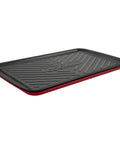 Grilling Prep And Serve Trays Set 17 x 10.5 Inch Dual Nesting Trays Red For Raw Meat And Black For Cooked Food Dishwasher Safe