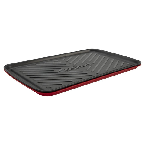 Grilling Prep And Serve Trays Set 17 x 10.5 Inch Dual Nesting Trays Red For Raw Meat And Black For Cooked Food Dishwasher Safe