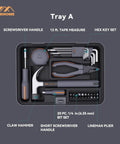 Tray A of 67 Piece Handy Home Repair Tool Kit With Tray Set For Everyday Do It Yourself Fixes And Auto Repair ABD Hand Tools