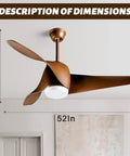 52 Inch Ceiling Fan With Lights And Remote 3 Blade Modern Quiet Reversible Ceiling Fan For Patio Living Room And Bedroom Sleek Brown Blade Design Easy Style Upgrade For Any Space