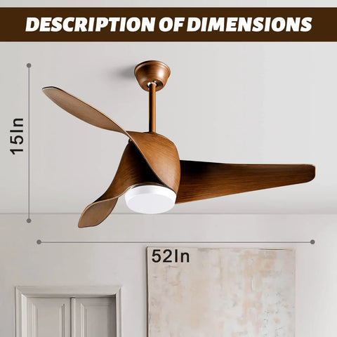 52 Inch Ceiling Fan With Lights And Remote 3 Blade Modern Quiet Reversible Ceiling Fan For Patio Living Room And Bedroom Sleek Brown Blade Design Easy Style Upgrade For Any Space