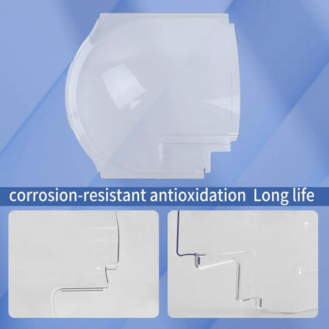 Top Shelf Crystal Clear Direct Fit RV Screen Door Plexiglass Slider Replacement Panel For Dexter Right Hand Bubble Style Window close-up view.