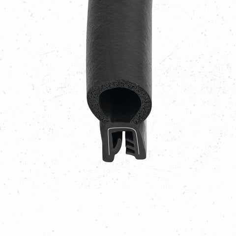 Close-up of the Vertical Bulb Trim Seal 0.55 Inch Bulb Diameter Flexible Weather Stripping with Internal Metal Clips