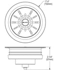 Diagram of Quartz Color Matched Disposer Flange With Removable Basket Strainer And Rubber Stopper 3-1/2 Inch Polymer Drain Black Finish
