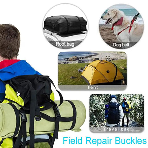 Six Pack 1 Inch Quick Release Buckles For Nylon Webbing Straps Replacement No Sew Dual Adjustable Heavy Duty Plastic Buckle Set For Backpacks Belts Dog Collars And Gear usage in outdoor gear setup