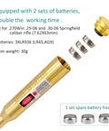 Laser Bore Sight Cartridge For 30 06 25 06 And 270 Caliber Rifles With Red Dot Alignment with two battery sets included