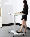 Slick Electric Height Adjustable Lectern With Smooth Roll Wheels For Boardroom Church Or Lecture Hall Speaking Ergonomic Mobile Standing Podium designed for all day use.