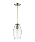 Ebbtide 6 Inch Wide 1 Light Mini Pendant With Satin Nickel Finish And Clear Glass Droplet Shade, modern kitchen lighting.