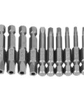 Badass Magnetic Security Star Bits Set Featuring Rock Solid S2 Steel Construction No Hassle Quarter Inch Hex Shank Drive 10pc set