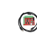4 Axis CNC Breakout Board Motion Controller Card With 100KHz Step Pulse Frequency USB Interface For Stepper And Servo Motors Dope Performance Supports Probes Emergency Input Limit Switches And Handwheel Manual Control, red PCB with USB cable