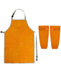 Welding Apron And Sleeves Set With Front Pockets For Heat And Flame Resistant Leather Shop Wear For Welders Blacksmiths Fireplace BBQ Gardening And Safety Bib Apron