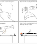 Installation guide for Lit Linear LED Pendant Light With Dimmable Stepless Control showing steps to drill, mount, connect, and secure.