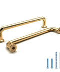 10 Pack Polished Brass Cabinet Pulls Five Inch Center To Center Spacing Five Point Six Inches Overall Length Zinc Alloy Solid Round Drawer Handles