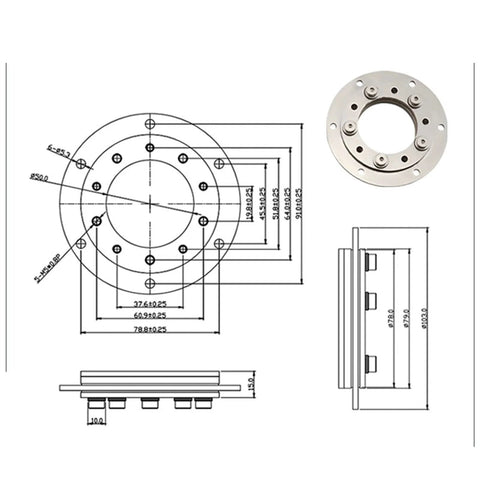 360-degree bidirectional rotating hinge, 304 stainless steel damping shaft, 50mm mounting hole, adjustable torque, Amazon.