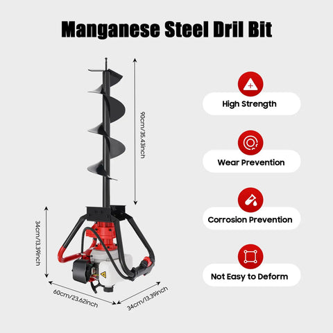 Gas Powered Post Hole Digger 43cc Two Stroke With 8 Inch Auger Bit For Fence Posts garden and farm use high RPM engine drilling tool