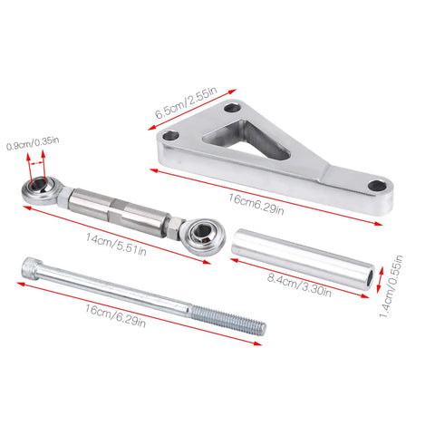Chevy SBC 350 Polished Aluminum Alternator Bracket Kit components with Short Water Pump Mount Upper Passenger Side Bolt On