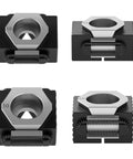 Heavy Duty M6 M8 M10 M12 Ok Vise Precision Clamping Tool With Tooth Surface For CNC Multi Station Batch Processing Made From Tough 440C Steel, showcasing four angles of the clamping tool.