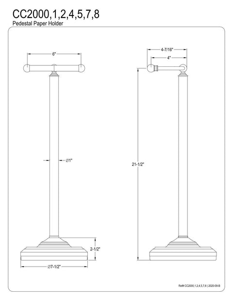 Upgrade Your Bathroom With This Classic Freestanding Pedestal Toilet Paper Holder In Brushed Nickel Featuring A Sturdy Seven And Half Inch Diameter Base And Six Inch Rod For Simple No Tools Needed Assembly diagram