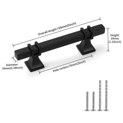 10 Pack 3 Inch Matte Black Cabinet Pulls With Solid Steel Construction And Zinc Alloy Base Durable Dresser Handles dimensions image