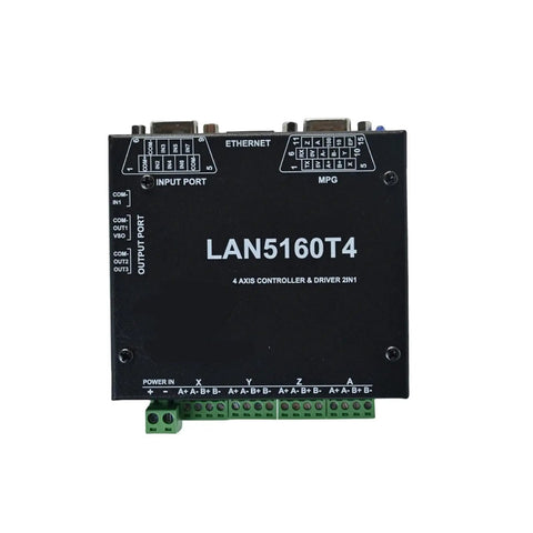 LAN5160T4 CNC Ethernet Controller Board For 4 Axis Setup With Integrated Stepper Drivers All In One Ethernet Mach CNC Controller For Pro Grade Precision Milling And DIY Plug And Play CNC Projects, black metal enclosure