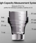 Hybrid Cocktail Shaker Set With Vacuum Insulated Double Wall Stainless Steel Construction 30oz Martini Shaker measurement markings