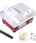Slick Mini Table Saw Fueled By A Rugged Dual Motor For Quick Wood And Pcb Cuts Top Tier Diy Workbench With Zero Fuss Dust Collection and setup.