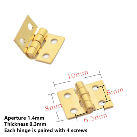 Gold 180 Degree Mini Brass Hinges Set For Dollhouse Furniture And Jewelry Boxes With 48 Hinges And 192 Screws 10x8mm Easy Install