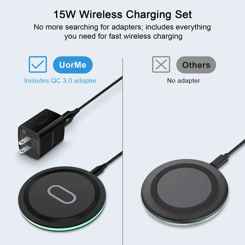 High Speed Wireless Charging Pad For Galaxy S Series And Pixel Phones 15W Fast Charge Case Friendly Qi Charger Station With QC Adapter