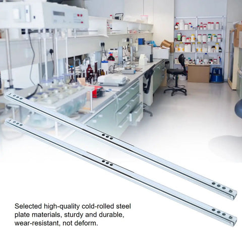 Heavy Duty Ball Bearing Drawer Slides 450x17mm 2 Piece Set in laboratory setting, corrosion-resistant galvanized finish