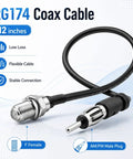 F To AM FM Adapter RG174 Coax Cable 12 Inch Pigtail Jumper For Radio Antenna RF Coaxial Cable Male To Female Connector
