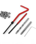 Pro Grade Helicoil Repair Kit M4 M3 Thread Inserts 25 Pcs with Storage Box, showing tools and helicoil inserts for blind hole applications