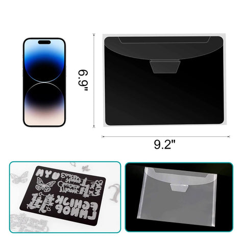 36 Piece Magnetic Sheets And Die Storage Bags Set For Card Making And Die Cutting 9.2 x 6.9 Inch with phone for scale