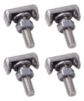 Straight Up Reliable T Shaped Battery Cable Extenders Heavy Duty Premium 304 Stainless Steel T Bolt Terminal Hardware Kit With Nuts And Washers for automotive use, showing four clamps with bolts.