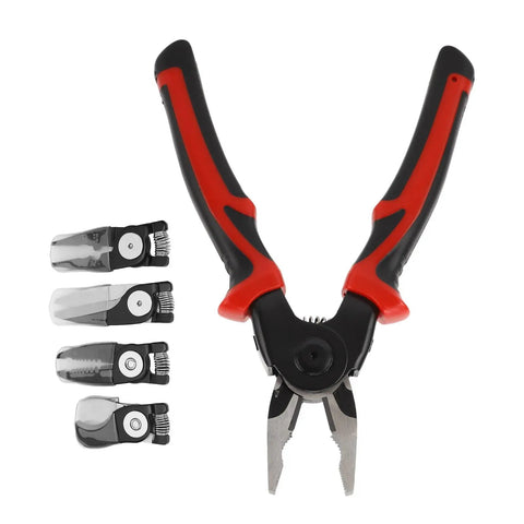 5 In 1 Interchangeable Pliers Kit With Replaceable Heads For Cutting Stripping Crimping And Wire Work Alloy Tool Steel Build