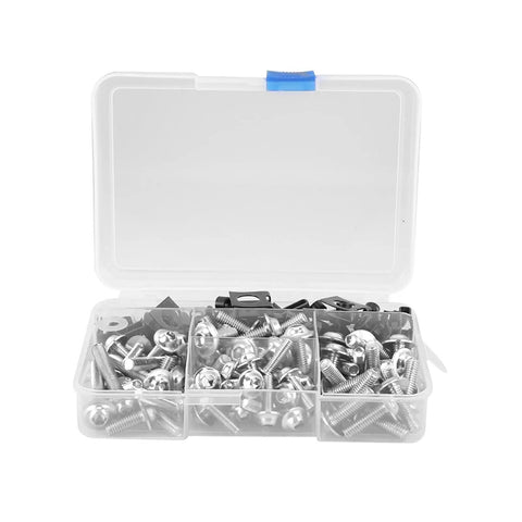 Motorcycle Fairing Screw Kit Aluminum M5 M6 177 Piece Set With Washers For Sportbike Repair And Replacement Hardware