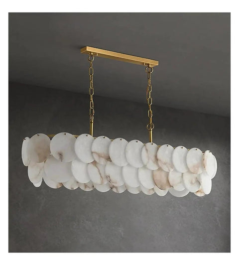 Ceiling Pendant Light, Luxury Natural Marble Design Modern Chandeliers for Living Room Bedroom Dining Kitchen Ceiling Pendant Light Lustre Fixture(Warm Light,L100CM) with circular marble design.