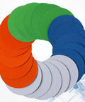 Premium Self Adhesive Circular Sanding Discs With Flocking Material For Blending And Finishing 20 Pack Of 3000 To 10000 Grit Hook Loop Sandpaper Pads in assorted colors.