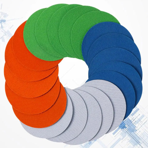 Premium Self Adhesive Circular Sanding Discs With Flocking Material For Blending And Finishing 20 Pack Of 3000 To 10000 Grit Hook Loop Sandpaper Pads in assorted colors.