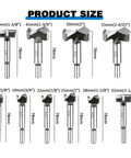 Heavy Duty 10 Piece Forstner Drill Bit Set Dead On Sharp Carbide Tipped No Sweat Drilling Hole Saw Kit dimensions and sizes.
