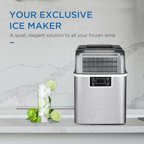 Straight Up Beast Countertop Pellet Ice Maker Cranking Sixty Six Pounds Daily With Smart Touchscreen Interface on kitchen countertop.