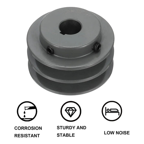 Three Quarter Inch Bore V Belt Sheave With Outer Diameter Three Point Zero Five Inches Double Groove Cast Iron Web Pulley close-up