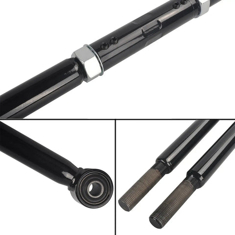 Beefed Up Front Adjustable Panhard Track Bar For 0 To 4 Inch Lift Heavy Duty Off Road Track Rod With Quiet Smooth Bushing Optimized Lubrication For Long Lasting Stability And Rock Solid Steering, black steel close-up