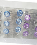 Blue Shower Curtain Hooks 12 Pack Double Ring Glide Rings For Curtains And Liners in packaging with purple and clear options