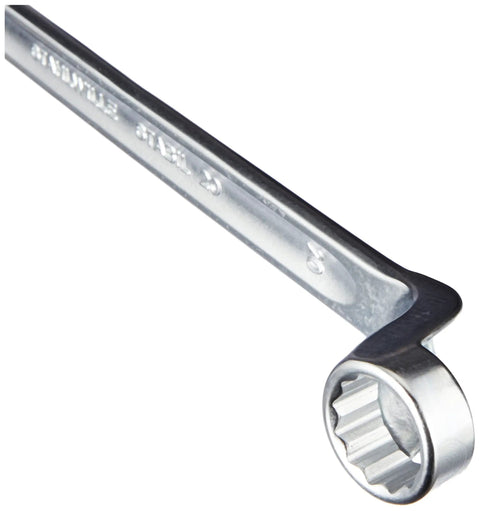 Close-up of Double Ended Ring Wrenches Set With Offset Heads 8 Piece Chrome Alloy Steel Chrome Plated Spanner Kit For Confined Spaces