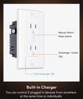 Diagram of Smart WiFi Outlet Four Pack With Two Independently Controlled Outlets 15 Amp Smart Wall Outlet Works With Alexa