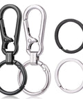 Two Pack Metal Keychains With Carabiner Clip And Dual Key Rings Anti Lost Quick Release Key Clip For Purse Car Keys Lanyard