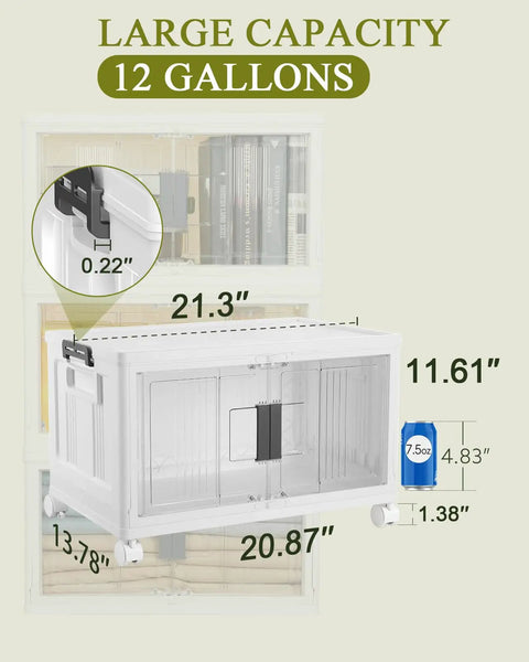 Heavy Duty 144Qt Storage Bins With Lids, Sweet 3 Pack Foldable Stackable Totes With Wheels, 12 gallon size for storage and organization.