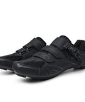 Mens Womens Cycling Shoes For Peloton Compatible With Clip In Look Delta Cleats Included Preinstalled Black US 13 EU 48 Road Bike Shoes Ready To Clip In And Ride All Day, side view, breathable mesh material visible.