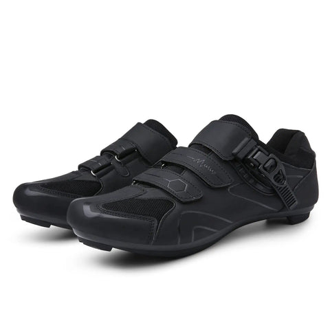 Mens Womens Cycling Shoes For Peloton Compatible With Clip In Look Delta Cleats Included Preinstalled Black US 13 EU 48 Road Bike Shoes Ready To Clip In And Ride All Day, side view, breathable mesh material visible.